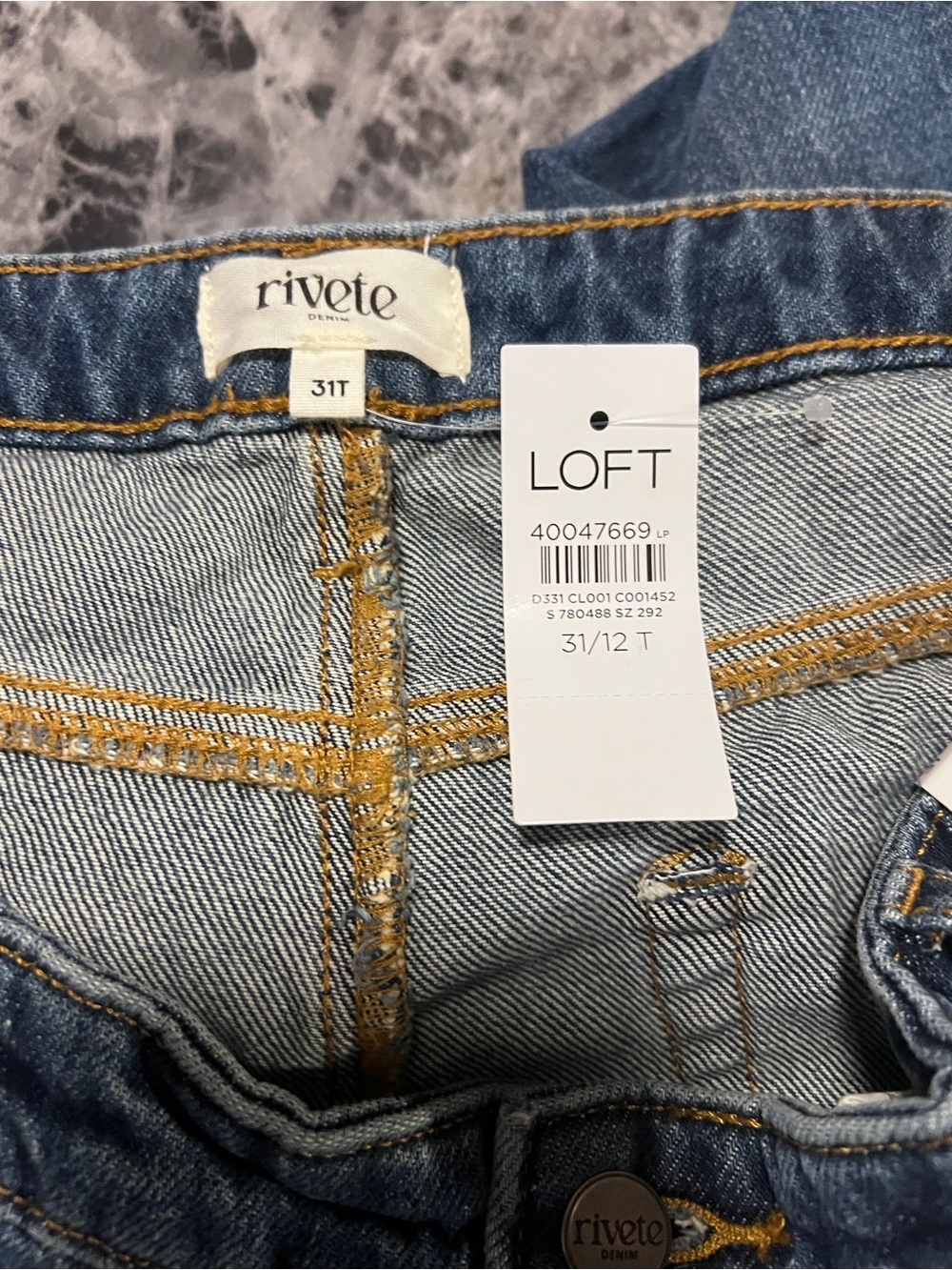 LOFT Rivete Mid‎ Rise Barrel Jeans Echo Wash Cotton Button Fly Crop Size 31 NWT - Picture 7 of 13